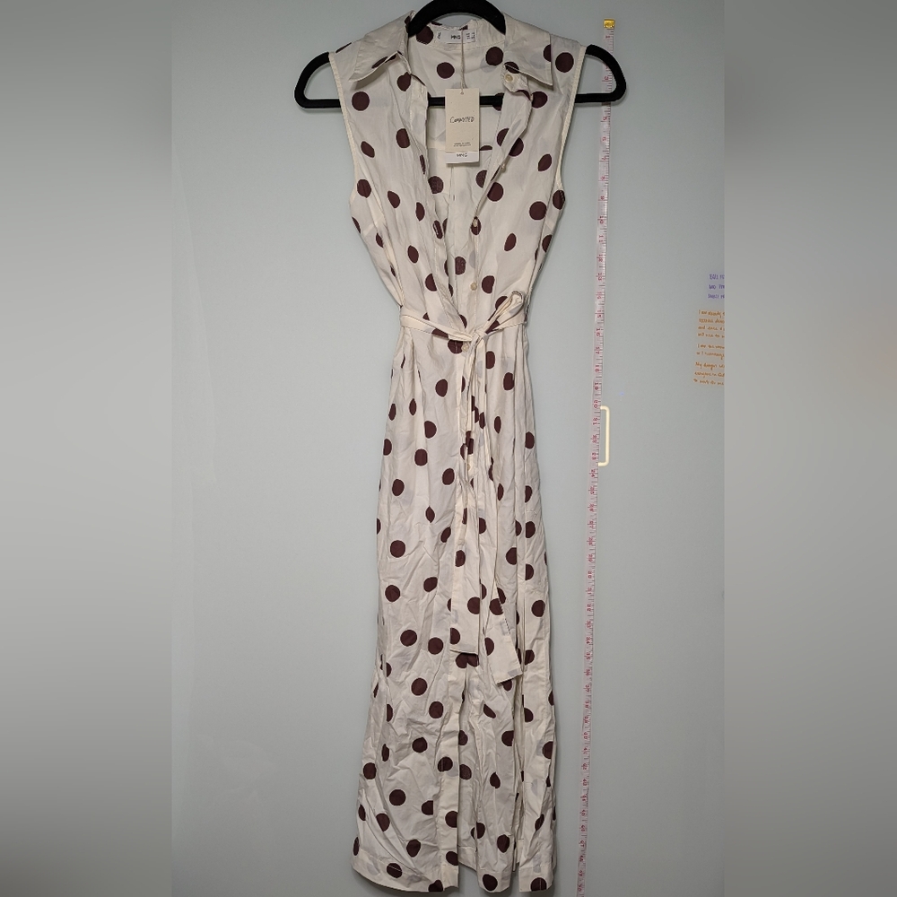 Mango Cream and Brown Polka Dot Midi Dress